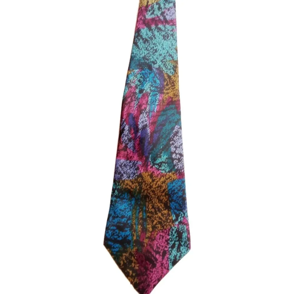 Vibrant Multicolor Abstract Italian Tie Silk Made In The USA